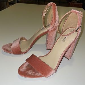 Francesca’s Pink Faux Suede Open-Toe Heels